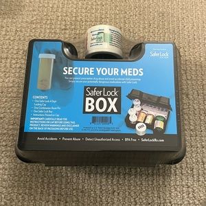 NEW Safer Lock Box Safe Case Medication Secure 4 Digit Combination Locking Cap